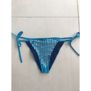 Angelys Balek Swim Sequin String Bikini Teal FLAW